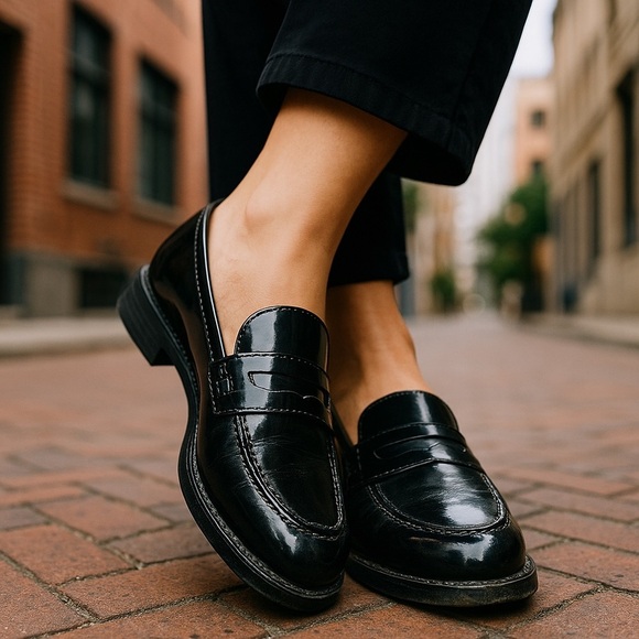 Steve Madden Women’s Black Size 8.5M Drigyy Lotto Loafers Shiny Patent Leather - Picture 1 of 6